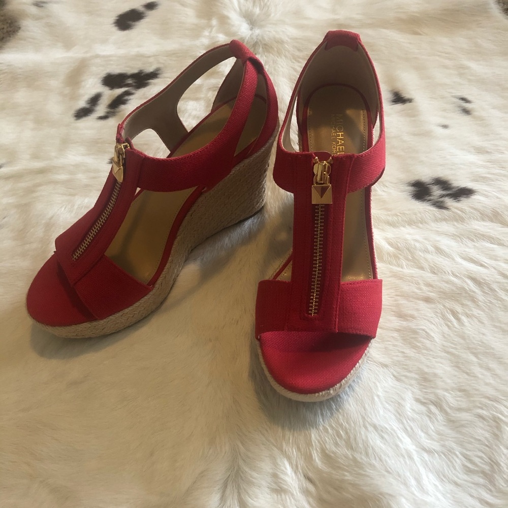 Michael Kors red wedges, size 8